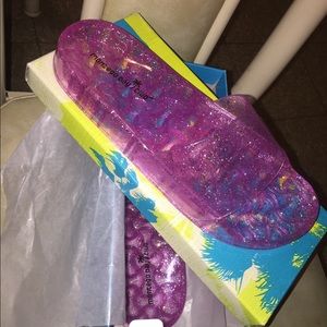 Pink Jelly Glitter Slides SIZE 8